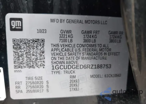 2024 Chevrolet Silverado K1500 Ltz из США, поврежденный, VIN 1GCUDGED6RZ188753